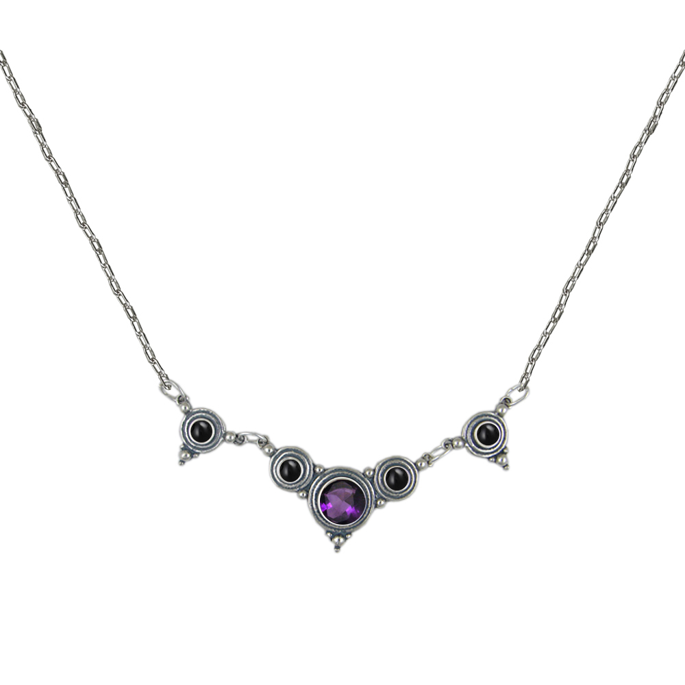 Sterling Silver Gemstone Necklace With Amethyst